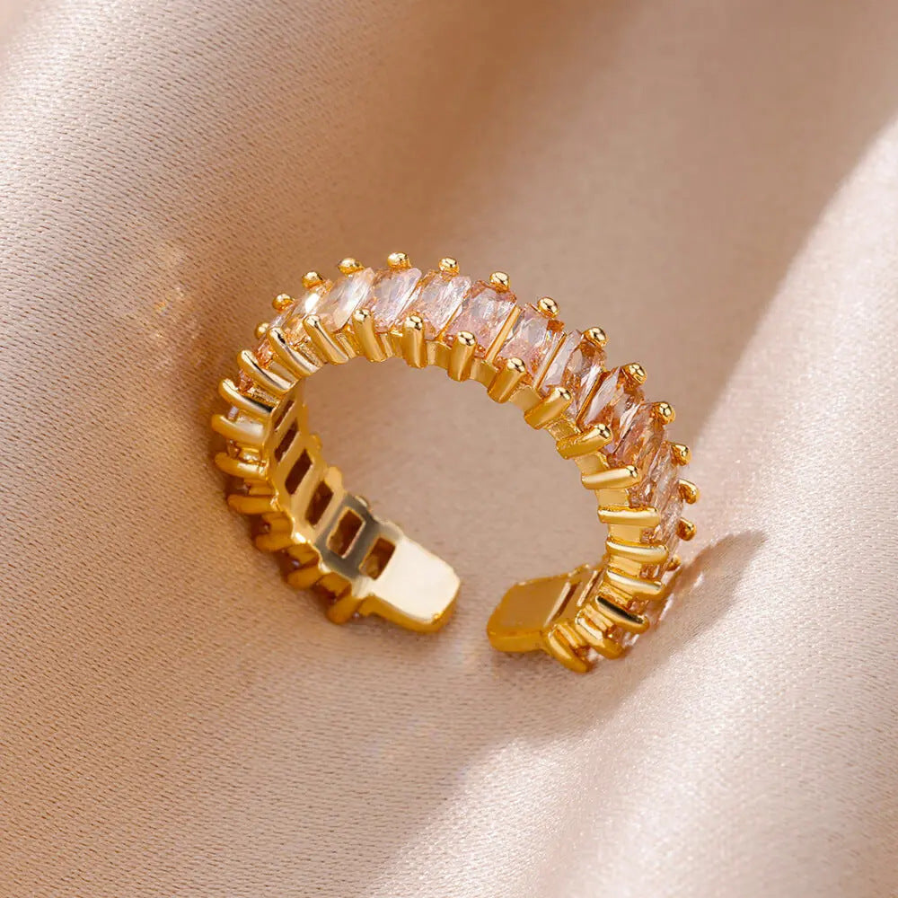 Wholesale 18K gold platedzircon ring ins female fashion design feeling   ring